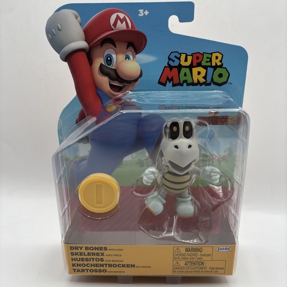 Super Mario 4" Action Figures - Mario Dry Bones Light Blue Yoshi Green Shy Guy - Picture 3 of 9